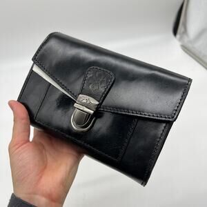 Patricia Nash Leather Bishop Belt Bag with Chain Strap Black